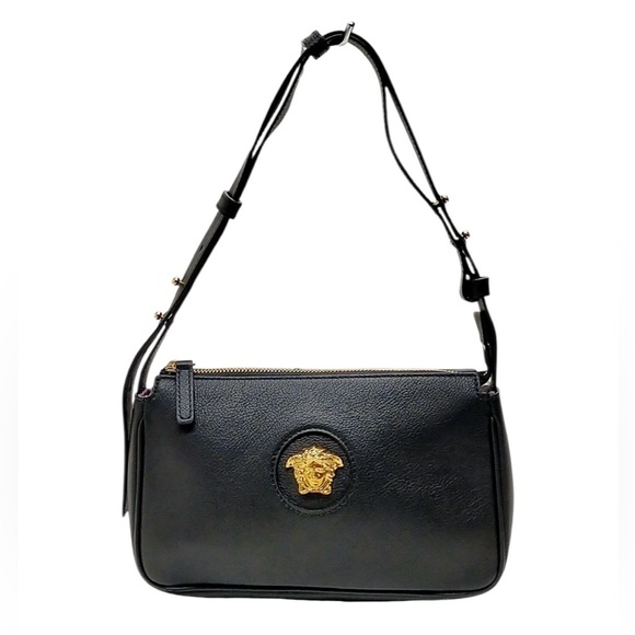 ✨🛍️ Versace Black Leather La Medusa Shoulder Bag - Picture 1 of 9